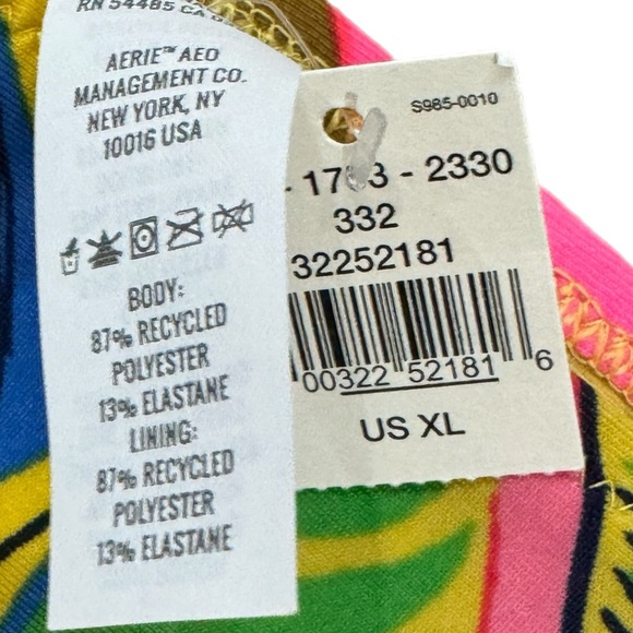 NWT AE Aerie Bikini Bottom Full Coverage Tropical Multi Color Swimsuit Sz XL - Picture 4 of 5